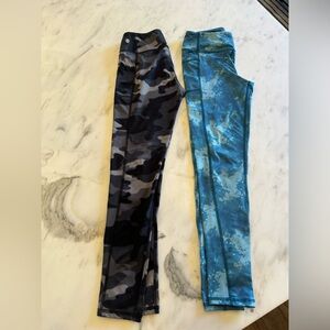2 Pairs Z BY ZELLA GIRLS black camo and blue print leggings size girls 10/12